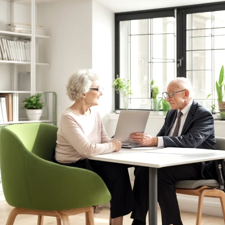 Elderly client receiving guidance from a legal advisor